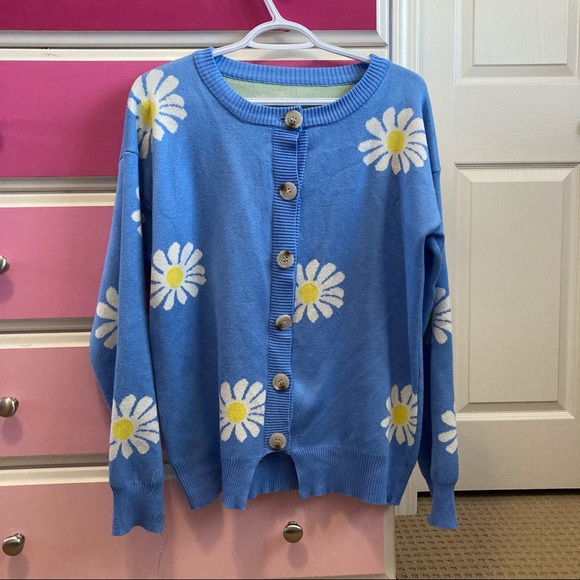 Blue Daisy Flower Knit Cardigan | Poshmark